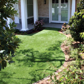 a lawn in front of a house